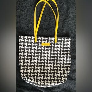 Vera Bradley Hello Yellow Midnight Houndstooth Large Tote  15.5"x12.5"x4’